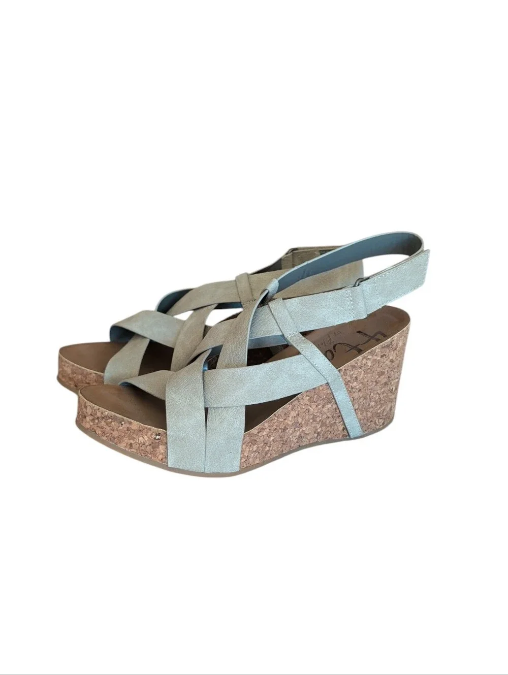 Blowfish Malibu 4Earth Hot Sun Strappy Wedge Sandals 11 Taupe Grey - DEFECT